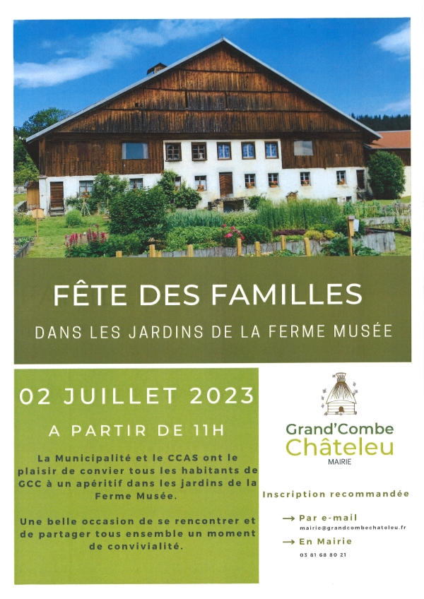 Fêtes des Familles Dans les jardins de la ferme Musée  Le 2 juillet 2023 à partir de 11h.